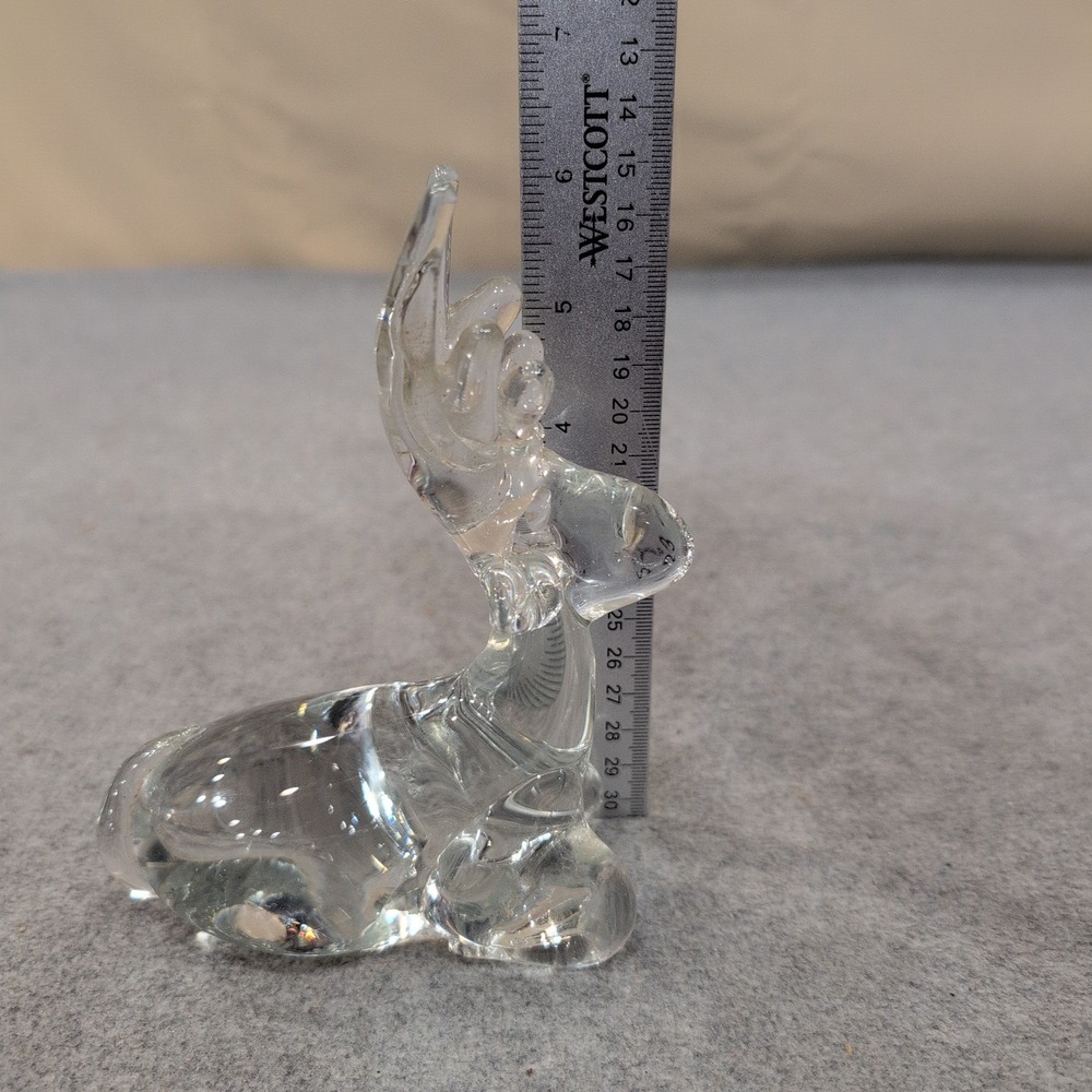 Vintage Silvestri Mouth‎ Blown Clear Glass Reindeer Resting Figurine Decor - Picture 5 of 7